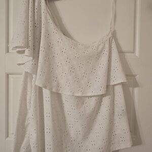 Torrid White One Shoulder Eyelet Dress